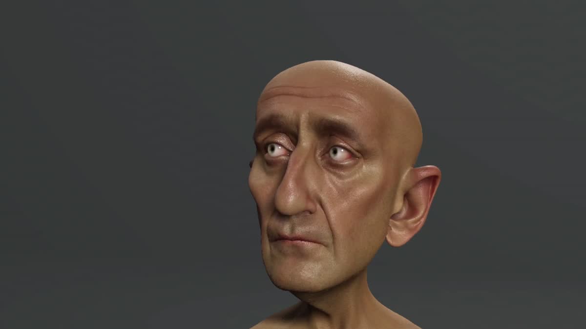 The weaver's head sculpted in 3D